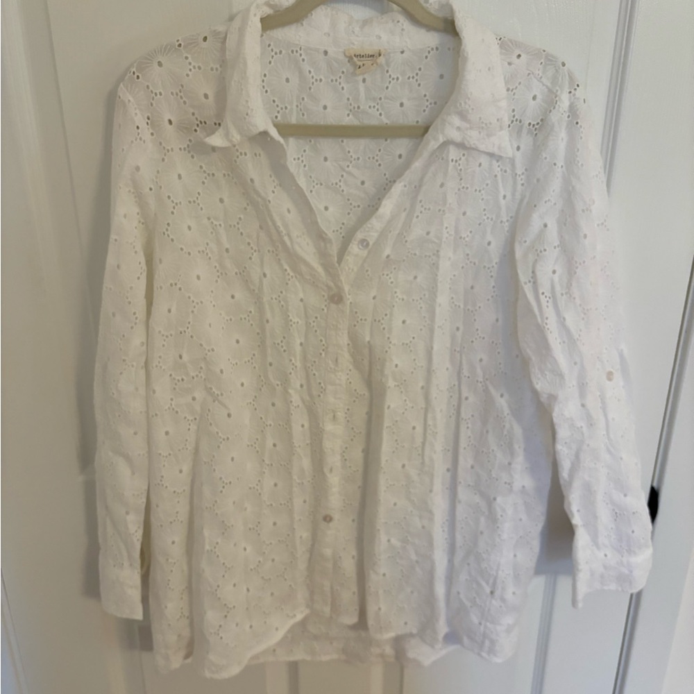 Nicole Miller White Eyelet Blouse